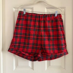 Pink Lily Red Plaid Women's Pajama Shorts